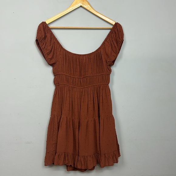 Aeropostale Solid Scoop-Neck Swiss Dot Fit & Flare Dress Sz L - Picture 8 of 11